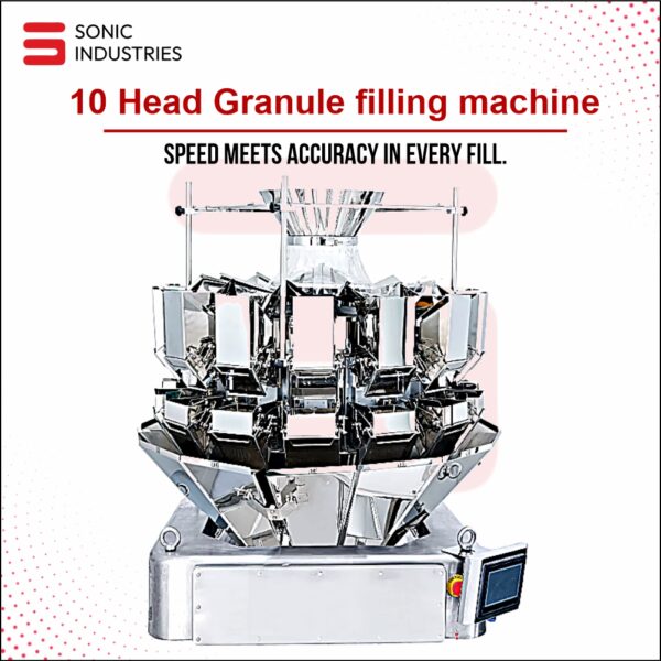 Sonic Industries 10-Head Multi-Head Weighing Machine with Timing Bucket (1.6L Capacity) – High-Speed Precision Weighing
