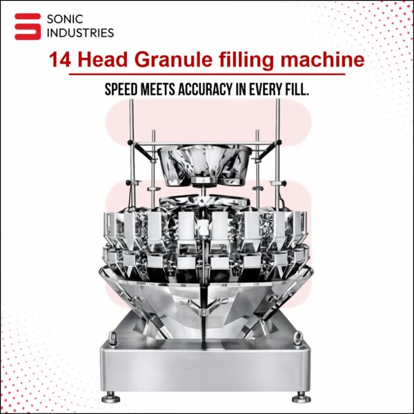 Sonic Industries 14-Head Multi-Head Weighing Machine with Timing Bucket (1.6L Capacity) – Ultra-Precision Weighing for High-Speed Packaging