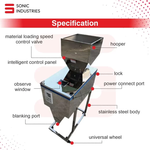 Sonic Industries Single Head Granule Filling Machine 5gm-500gm – Precision Filler for Accurate and Efficient Granule Dispensing - Image 3