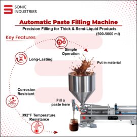 Pneumatic Paste Filling Machine Single Head 500ML to 5000ML by Sonic Industries
