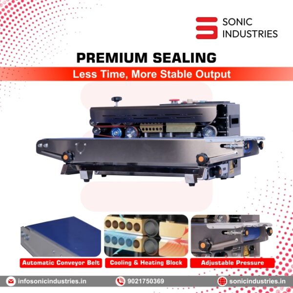 Sonic Industries FR-790 Continuous Band Sealing Machine (SS Body) Horizontal top model - Image 5