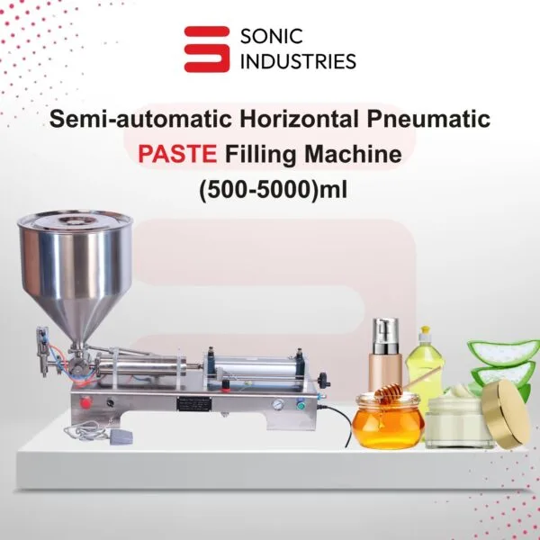 Sonic Industries Pneumatic Paste Filler – 500ml to 5000ml Capacity | Single Head | Heavy-Duty Filling for Thick Liquids and Pastes