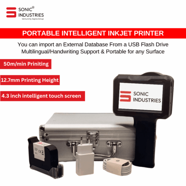Sonic Industries – Inbuilt Heavy Duty Portable Printer Designed For All Type Of Surface Premium Solvent Cartridge