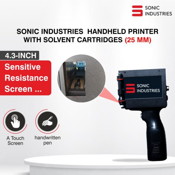 Sonic Industries 25mm Handheld Thermal Inkjet printer With Solvent cartridge - Image 2