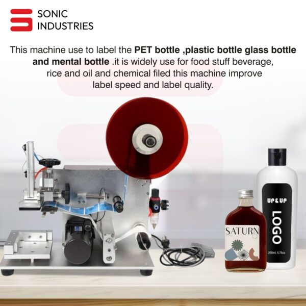 Sonic Industries MT-60 Semi-Auto Flat Bottle Labelling Machine with Inkjet Printer - Image 3