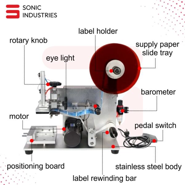 Sonic Industries MT-60 Semi-Auto Flat Bottle Labelling Machine with Inkjet Printer - Image 4