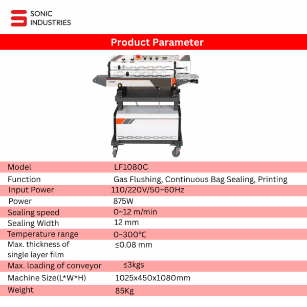 Sonic Industries 4 in 1 Band Sealer (Vacuum, Nitrogen, Sealing and Batch Coding)