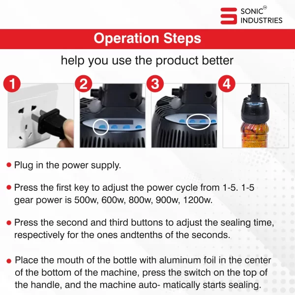 Sonic Industries Portable Induction Sealing Machine 900A | Sealing Length 20-100mm - Image 5