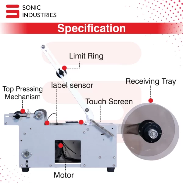 Sonic Industries MT-50C Semi-Auto Round Bottle Labelling Machine (with Inkjet Printer) - Image 4