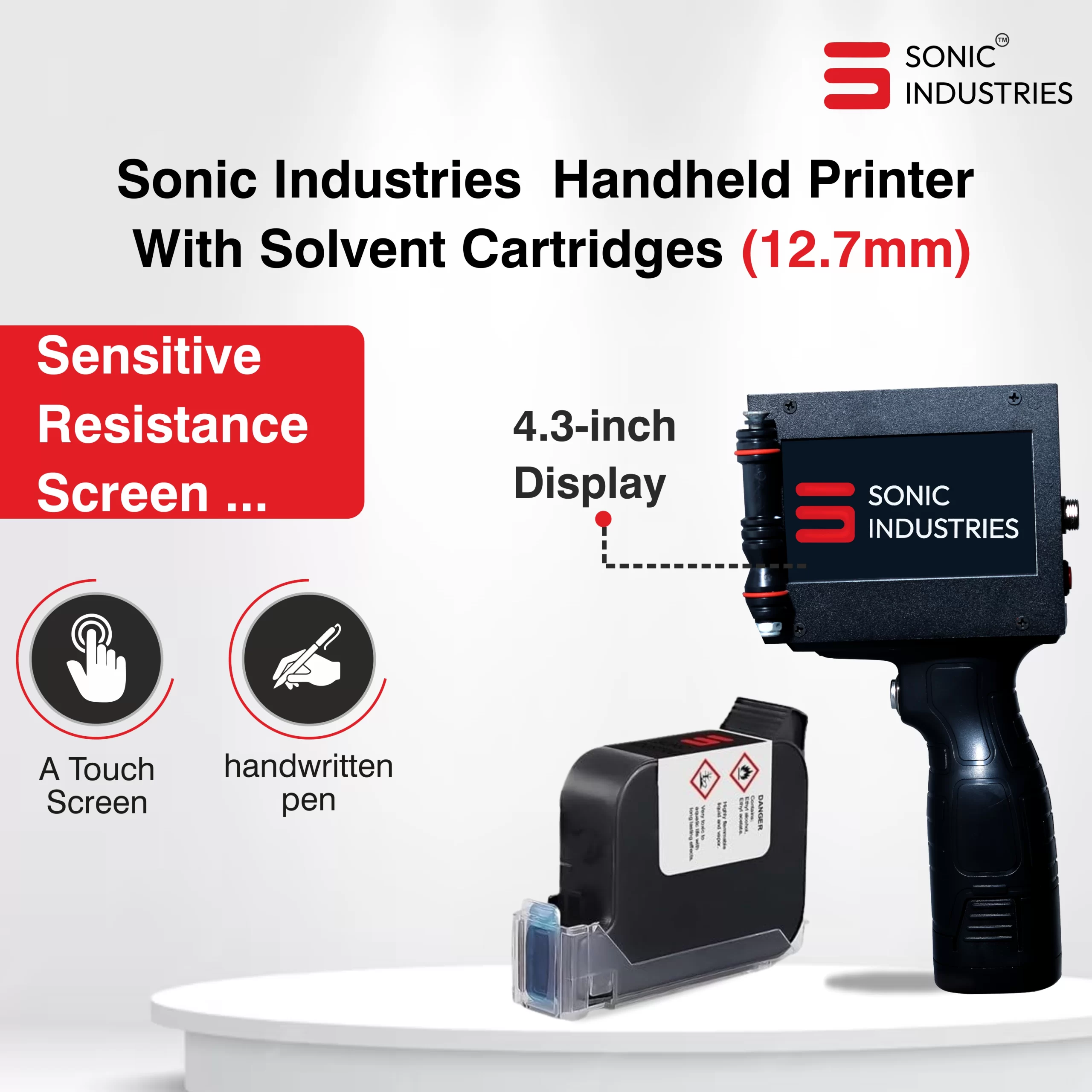 "Sonic Industries Handheld Thermal Inkjet Printer - Compact and Portable Design"