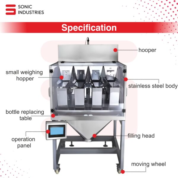 Sonic Industries 4-Head Granule Filling Machine 50g-3kg – High-Capacity Multi-Head Filler for Precise Bulk Granule Dispensing - Image 3