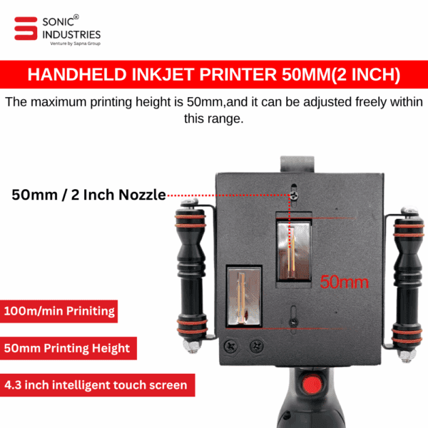 Sonic Industries – 50MM 2 inch Portable Thermal Inkjet Printer With Solvent Cartridge