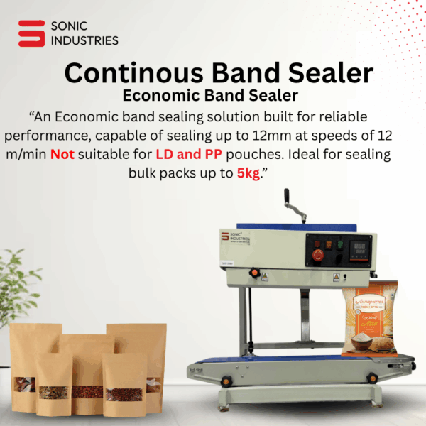 Sonic Industries 5kg Vertical Economic Continuous Band Sealer Machine