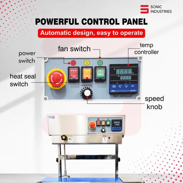 Sonic Industries 5kg Economic Continuous Band Sealer Machine - Mild Steel Body - Image 3