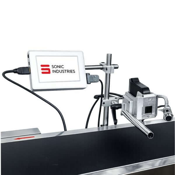 Sonic Industries Stacker Conveyor with 4-Inch Printer – High-Efficiency Material Handling Solution
