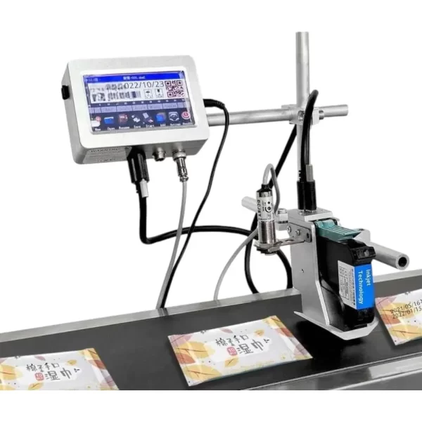 Sonic Industries 4 inch printer with 8 inch conveyor automatic batch coding machine