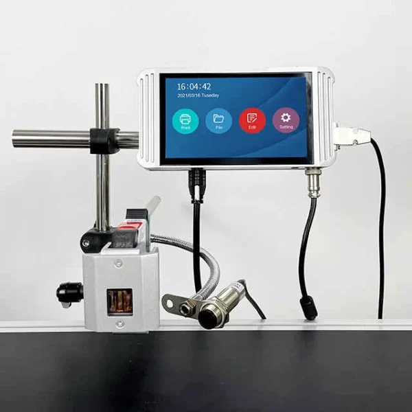 “Sonic Industries Stacker Conveyor with 7-Inch Printer – High-Performance Material Handling Solution”