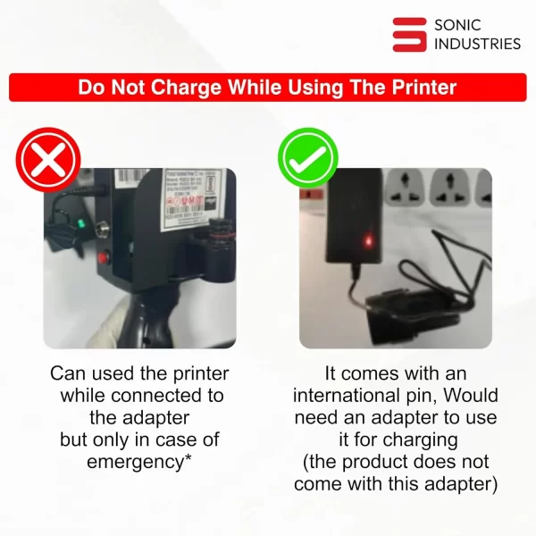 Sonic Industries handheld thermal Inkjet printer Manual