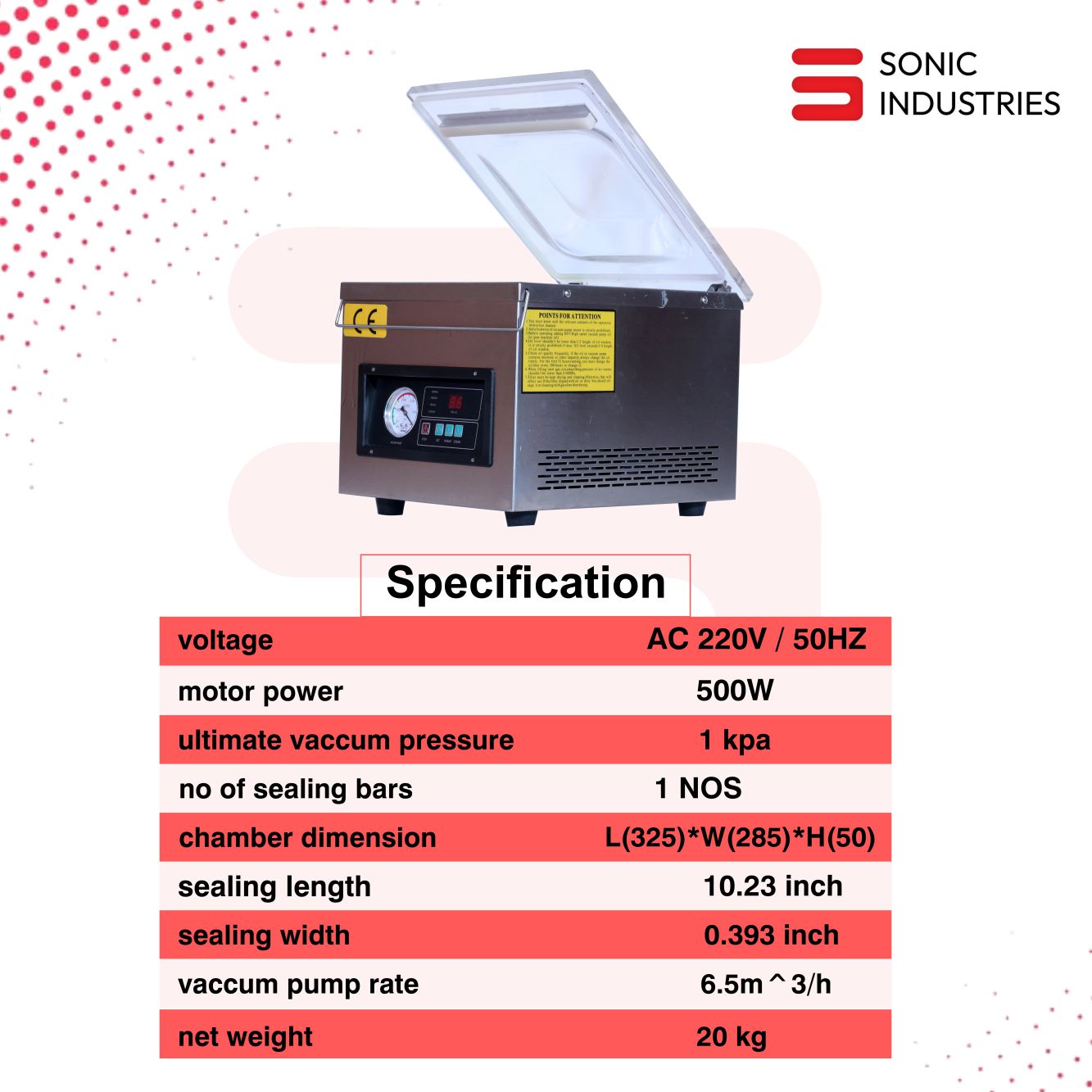 Sonic Industries DZ260 table top Vaccum Sealing Machine