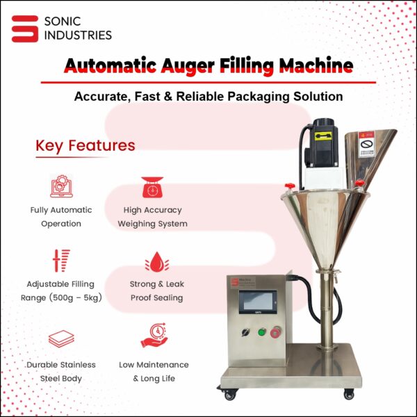 Sonic industries Automatic Auger Powder Packing Machine 100 To 1000 Grams