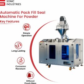 Sonic Industries Automatic Pack Fill Seal Machine For Powder 10gm to 1.5 kg