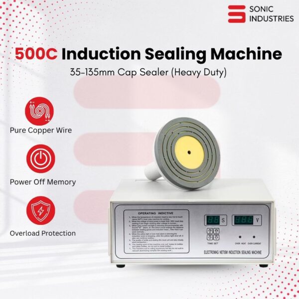 Sonic Industries 500C Heavy Duty Induction Sealing Machine (35mm to 135mm)