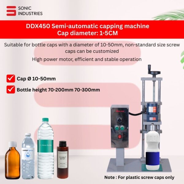 Sonic Industries Semi-Automatic Capping Machine | Precision Capping for All Bottle Types