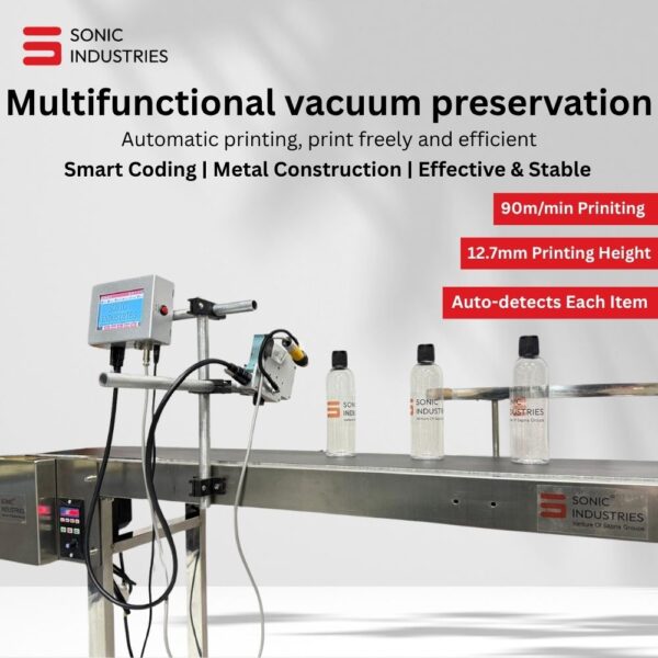 Sonic Industries Online Thermal Inkjet Printer with 5-Inch Touchscreen – 12.7mm Print Height for High-Speed Conveyor Coding