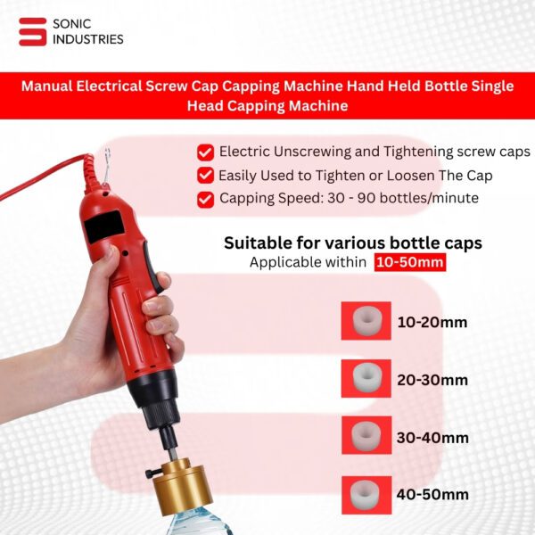 Sonic Industries Manual Capping Machine | 10–50mm Cap Diameter