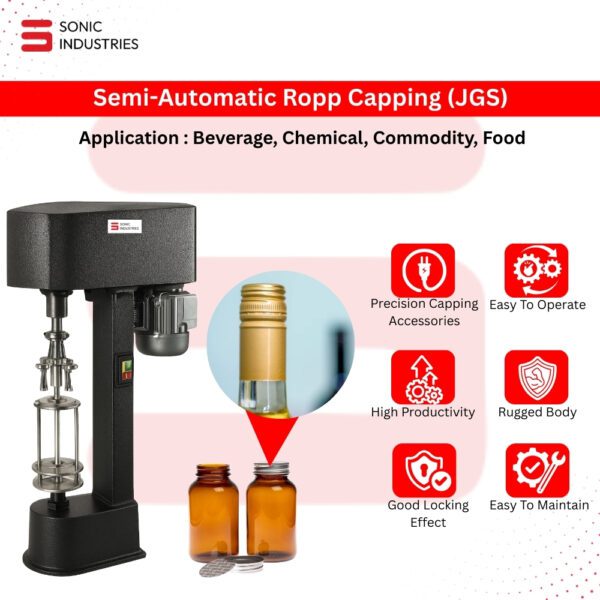 Sonic Industries Semi-Automatic ROPP Capping Machine | Precision Seal for Aluminum Caps