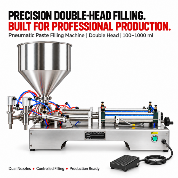 Pneumatic Paste Filling Machine Double Head 100ML to 1000 ML by Sonic Industries