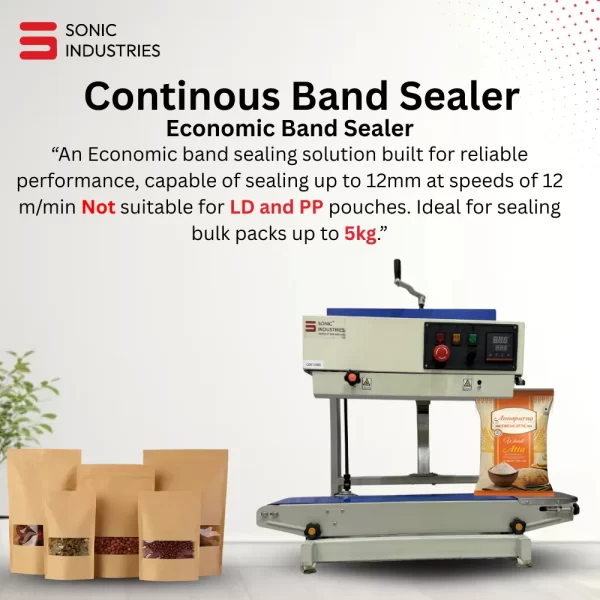 Sonic Industries MS Body Band Sealer with 5Kg Stand – Eco Model (Not for PP & LD Pouches)