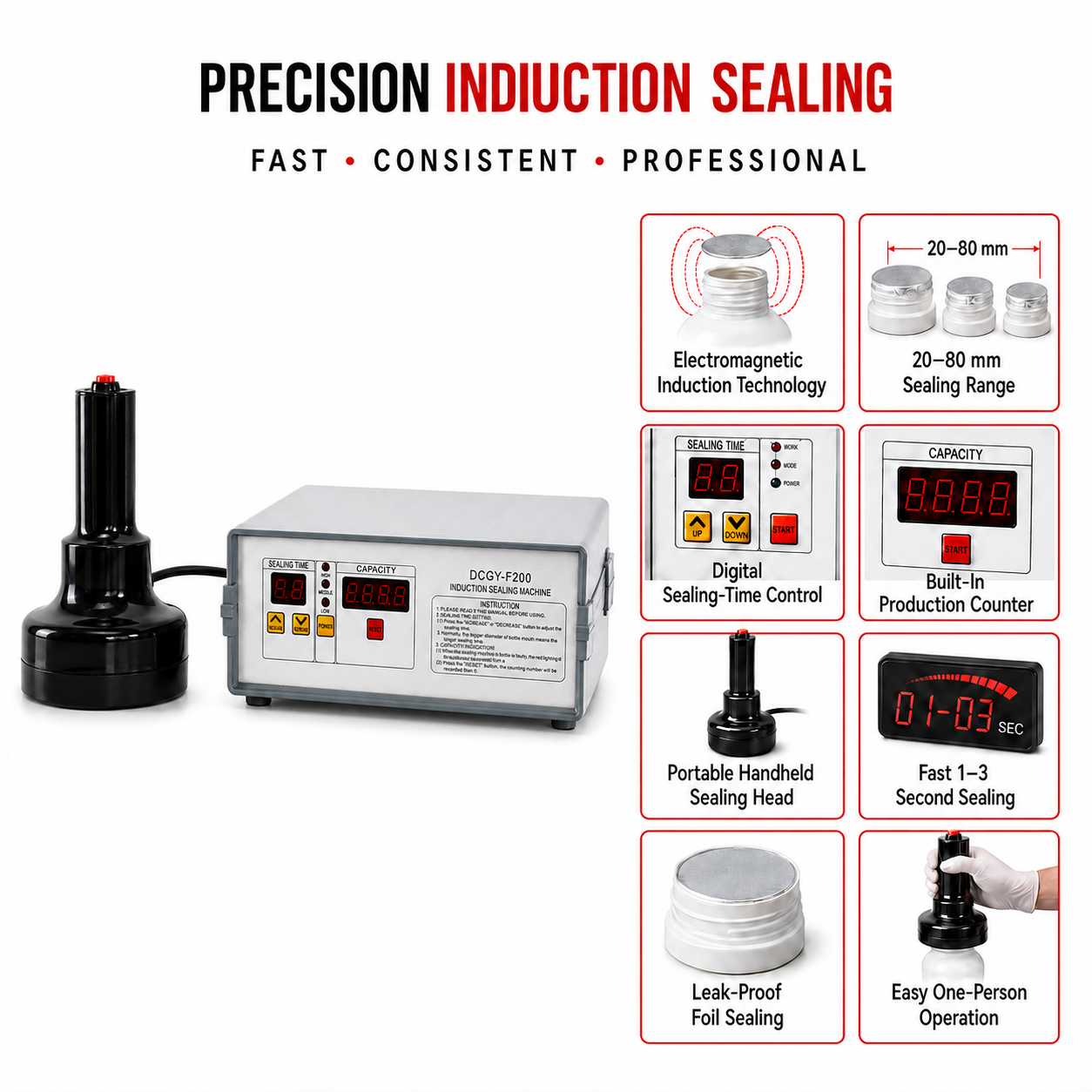 Induction Sealing Machine DGFY-200 20MM to 80MM by Sonic Industries - Image 6