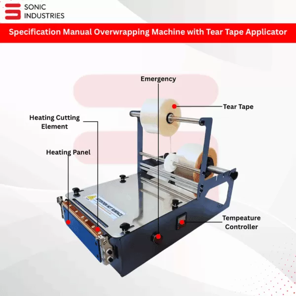 Sonic Industries Manual Overwrapping Machine with Tear Tape Applicator