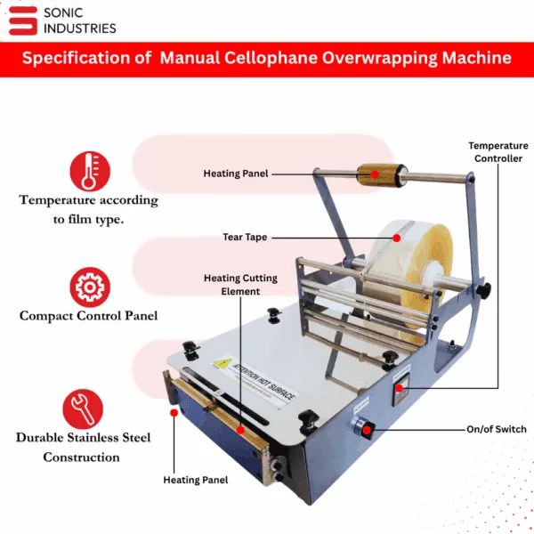 Sonic Industries Manual Cellophane Overwrapping Machine