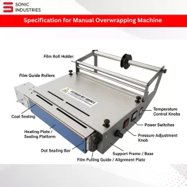 Manual Overwrapping Machine Pre-Cut Film with Dot Sealer by Sonic Industries