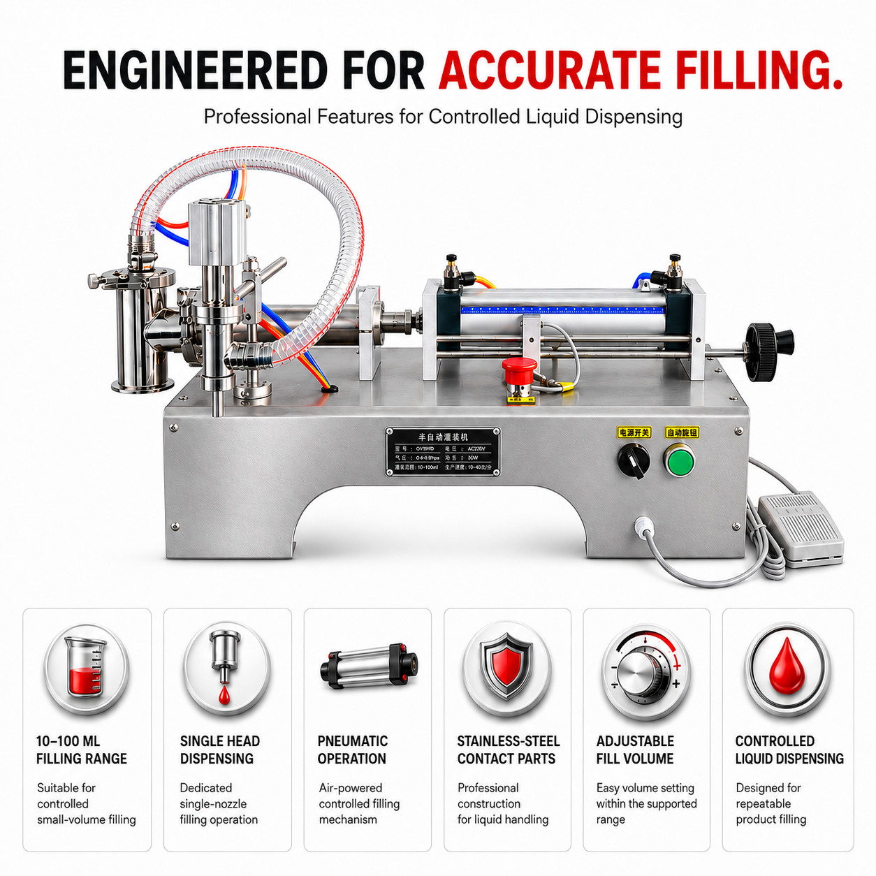Pneumatic Liquid Filling Machine Single Head 10 to 100 ML by Sonic Industries - Image 4