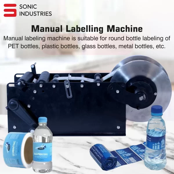 Sonic Industries Manual Round Bottle Labelling Machine