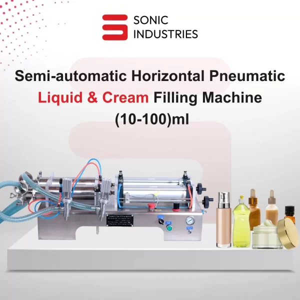 Sonic Industries 10 to 100ML Double Nozzle Pneumatic Liquid Filling Machine – Dual-Head High-Precision Filler