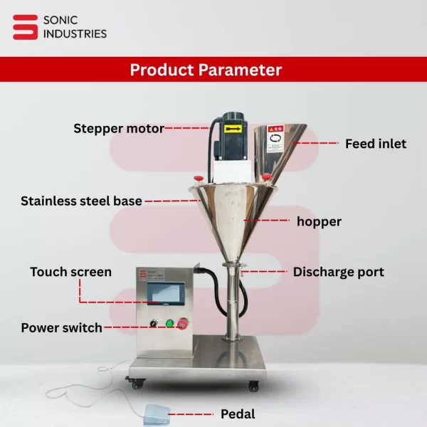 Sonic Industries Auger Filler Machine – Semi & Fully Automatic Powder Filling (10g to 1.5kg)