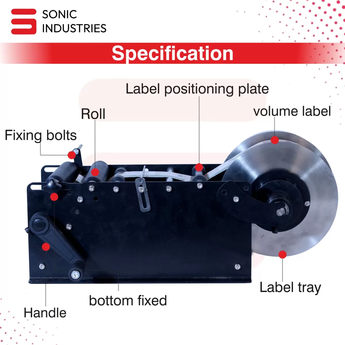 Sonic Industries Manual Round Bottle Labelling Machine