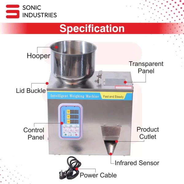 Sonic Industries 1g to 100g Powder Filling Machine | Automatic Weigh Filler for Fine & Granular Powders