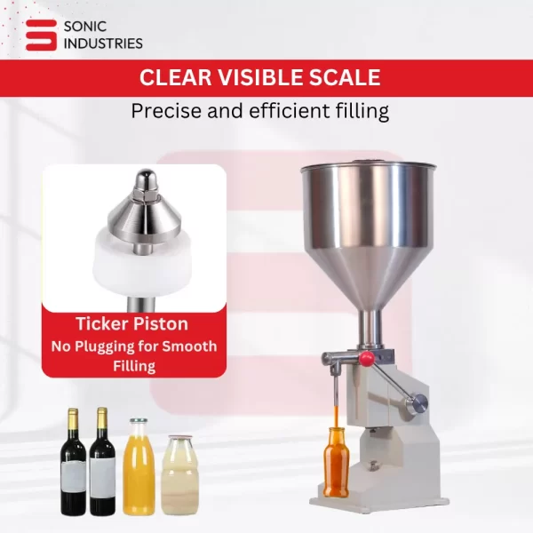 Sonic Industries 5 to 50ML Manual Paste Filling Machine – Hand-Operated Viscous Liquid Filler