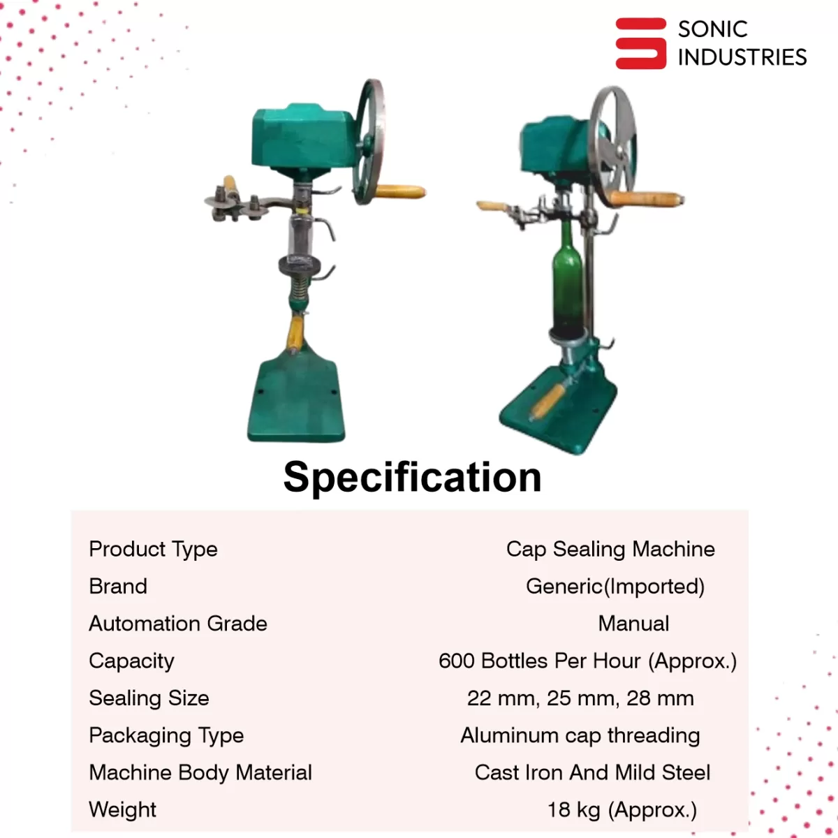 sonic industries Manual ROPP Capping Machine