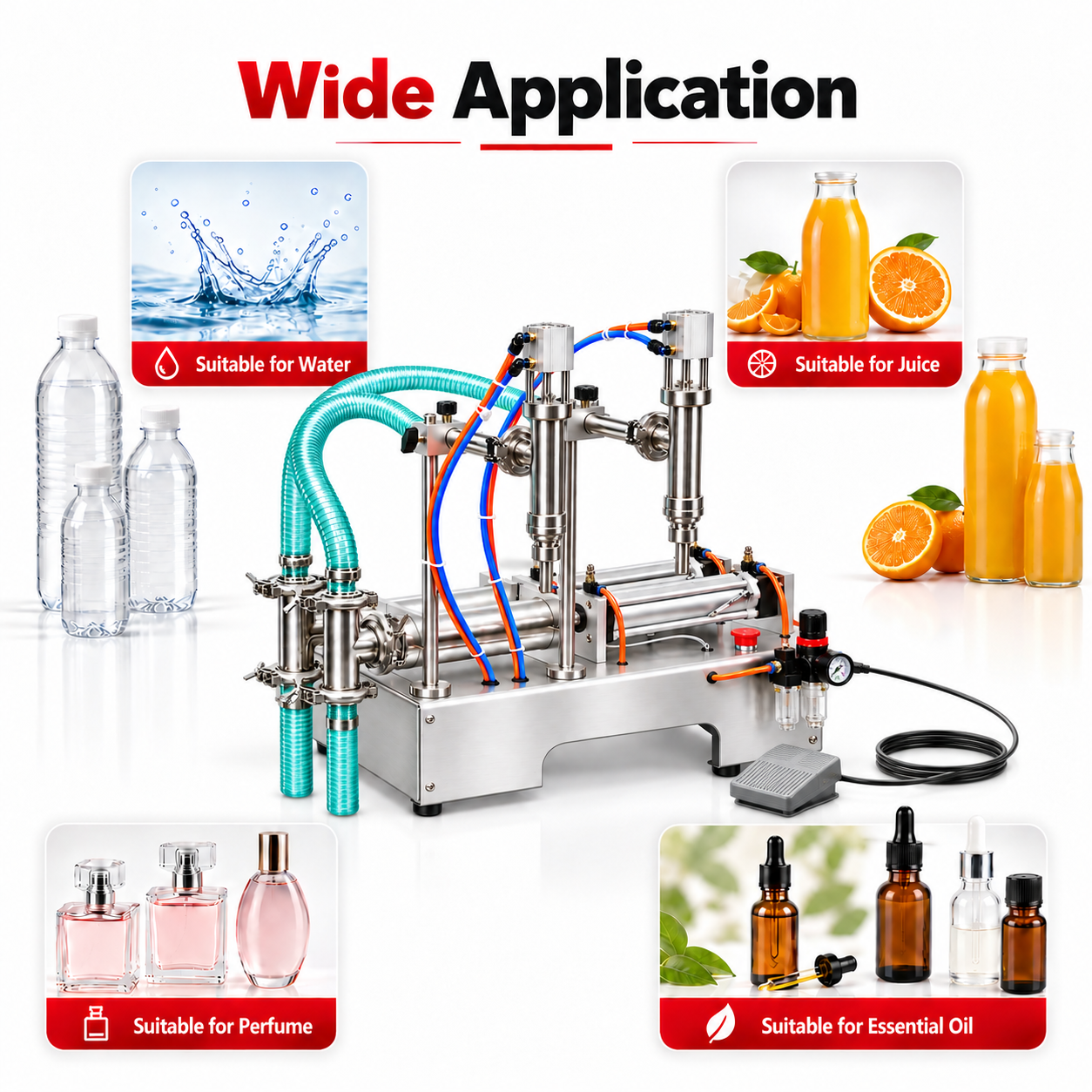 Pneumatic Liquid Filling Machine Double Head 10ML to 100ML by Sonic Industries - Image 8