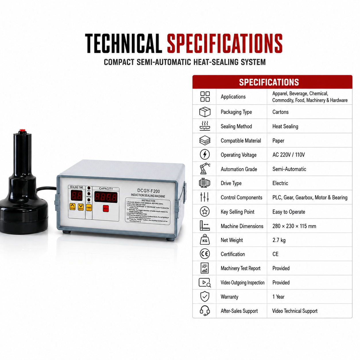 Induction Sealing Machine DGFY-200 20MM to 80MM by Sonic Industries - Image 7