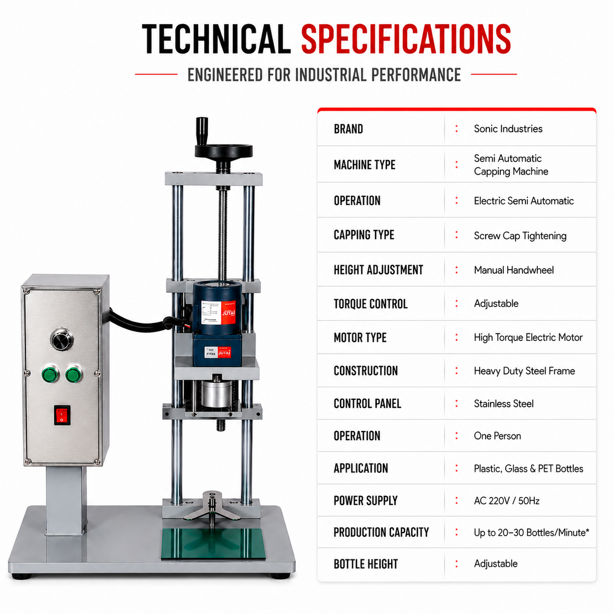 Semi Automatic Capping Machine by Sonic Industries - Image 7