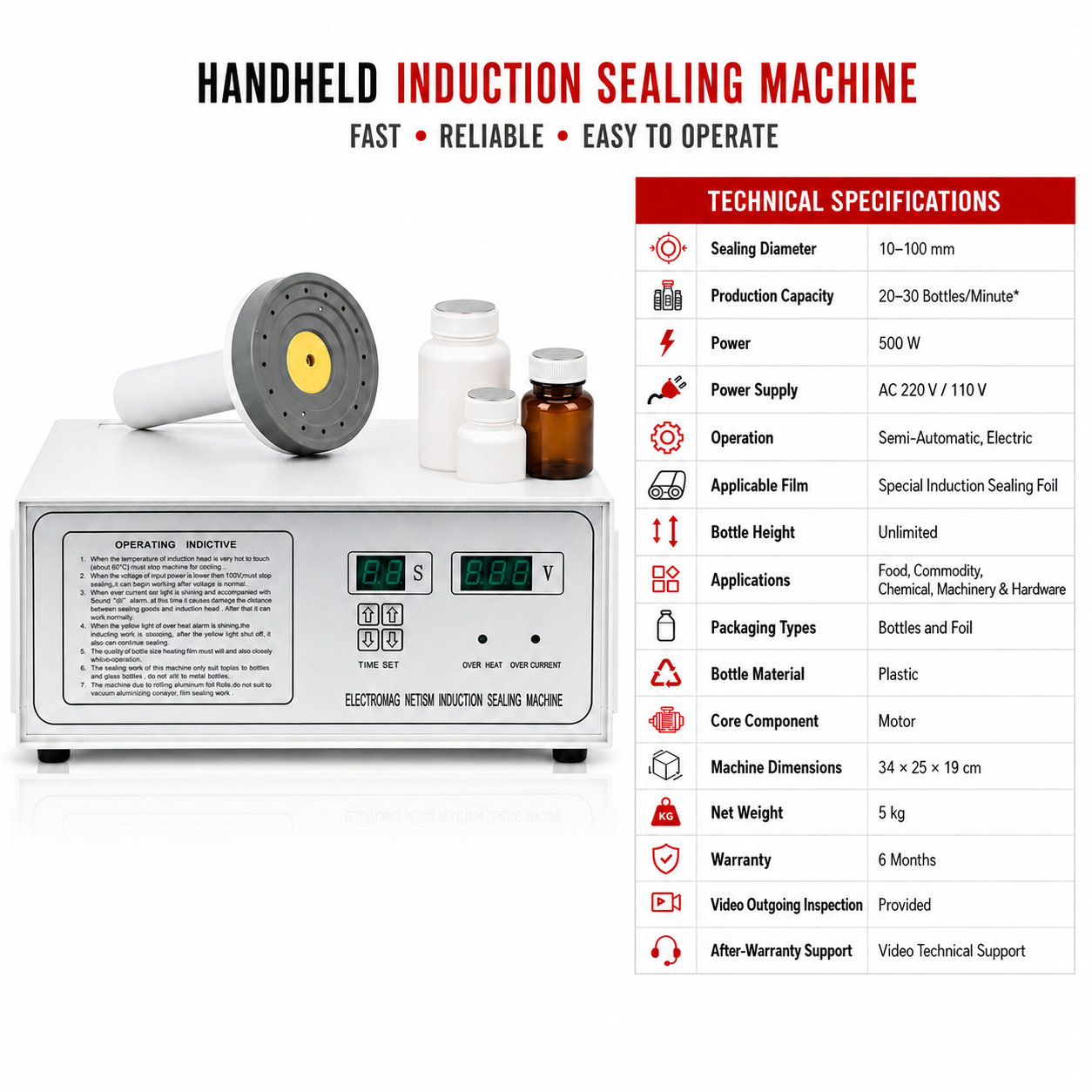 Induction Sealing Machine DGFY-500A 20MM to 100MM by Sonic Industries - Image 7