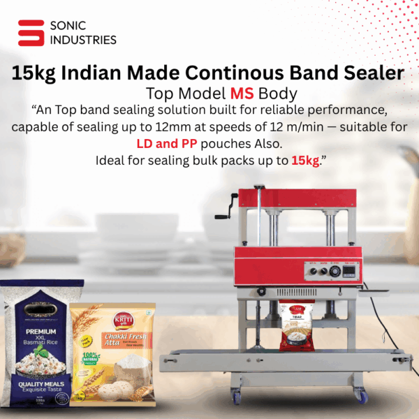 Sonic Industries MS Band Sealer 15kg | Heavy-Duty Indian Make Pouch Sealing Machine