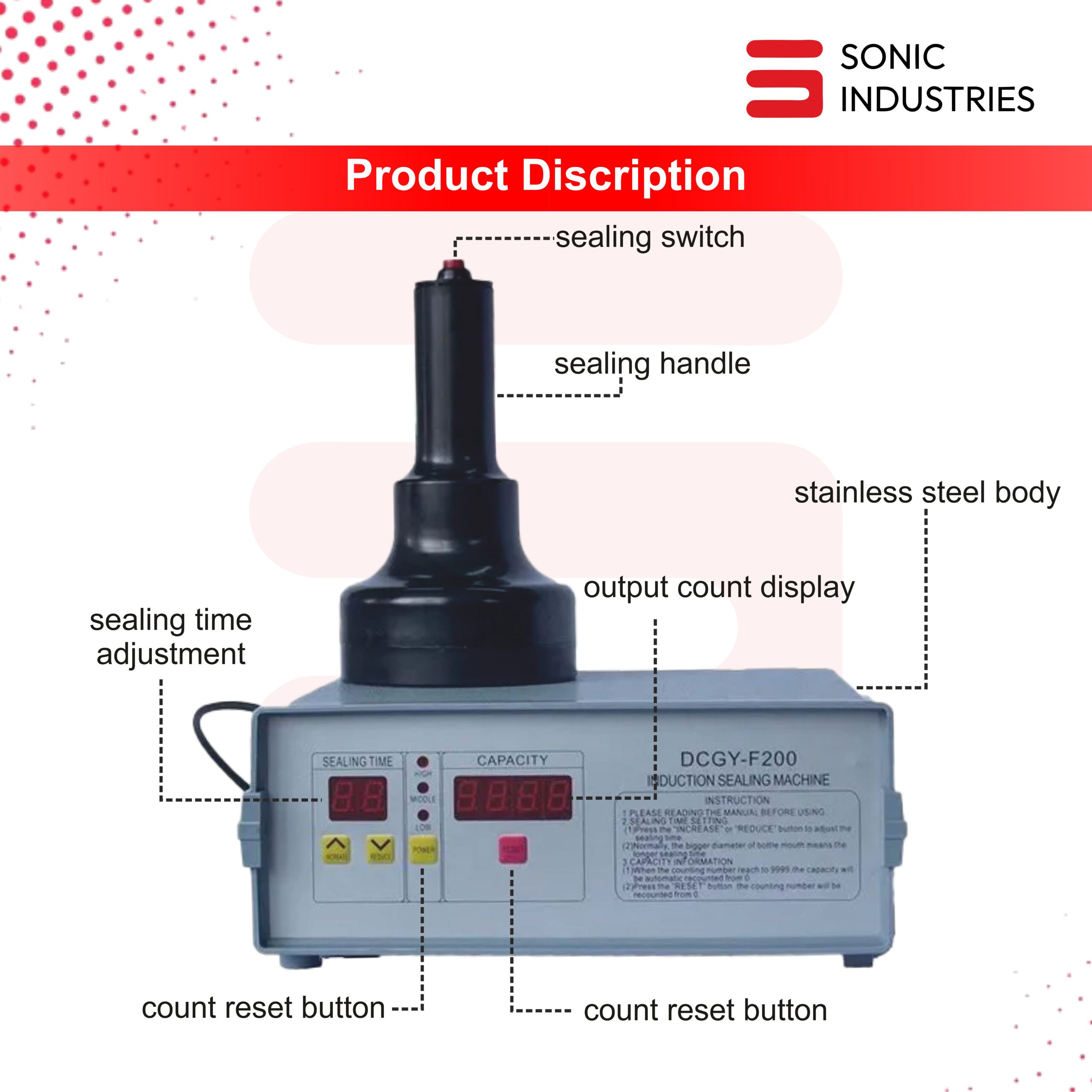 Induction Sealing Machine 200 DGFY 20 to 80MM